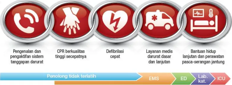 Gambar 2.5 Chain of Survivalpasien henti jantung di luar rumah sakit (AHA, 