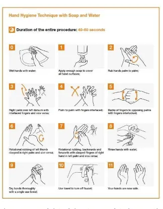 Gambar 2.2 : Langkah-langkah cuci tangan pakai sabun. (World Health 