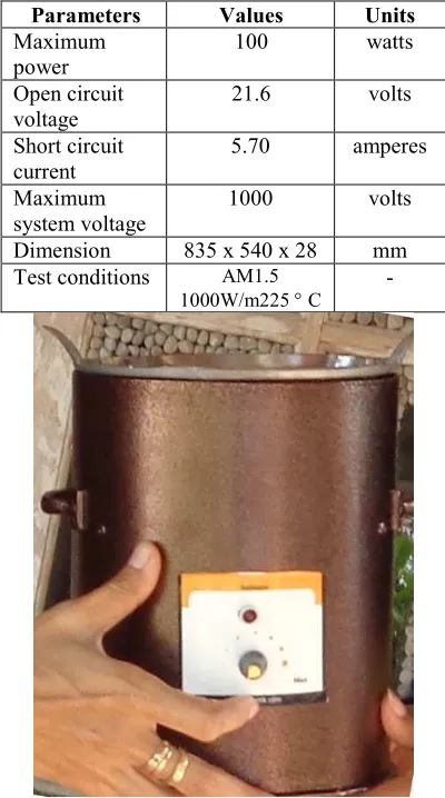 Table 1. Technical Specifications Of 100 Wp Solar Cell Panel For Batik Industry 