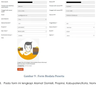 Gambar 9 : Form Biodata Peserta 