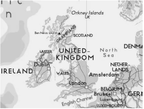Gambar II.1.1. Peta Geografis Skotlandia (Dendinger, 2002:12) 