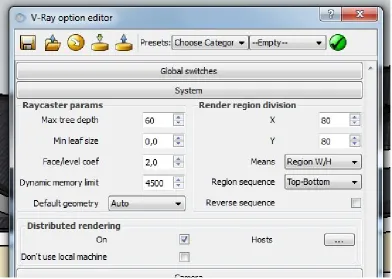 Gambar 3.1.4. Setting Global Switches Pada Plug-in V-Ray