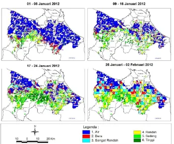 Gambar 3-4: Tingkat kehijauan vegetasi Kabupaten Indramayu periode Januari 2012   