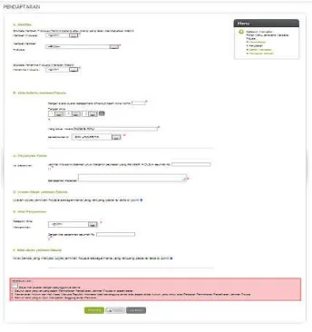 Gambar 3 adalah tampilan halaman formulir pendaftaran 