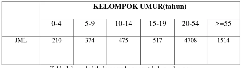 Table 1.1 penduduk desa suruh menurut kelompok umur 