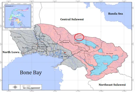 Figure 1.  Study Site: East Luwu Regency. Description: O = Mining Area 