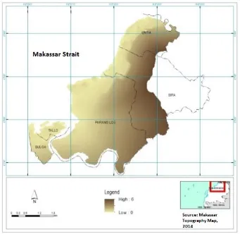 Fig. 1: Topography Condition Map for Coastal Region North of Makassar City 