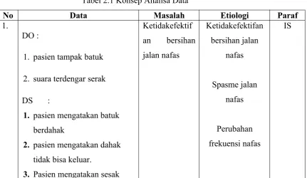 Tabel 2.1 Konsep Analisa Data