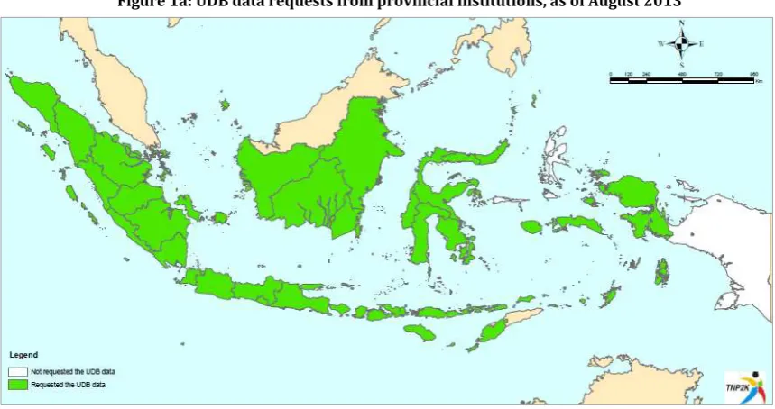 Figure 1a: UDB data requests from provincial institutions, as of August 2013 