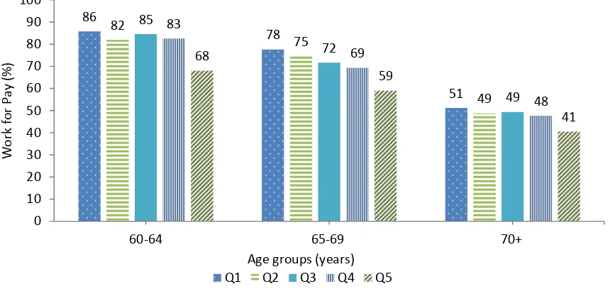 Figure 13: Expenditure quintiles and work among elderly women in Indonesia (2012)  