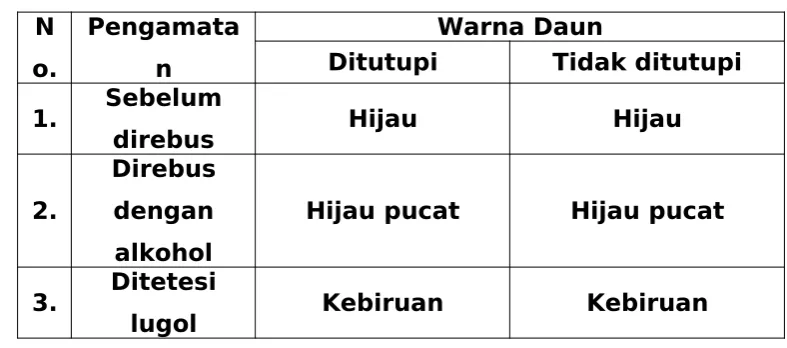 Tabel Pengamatan