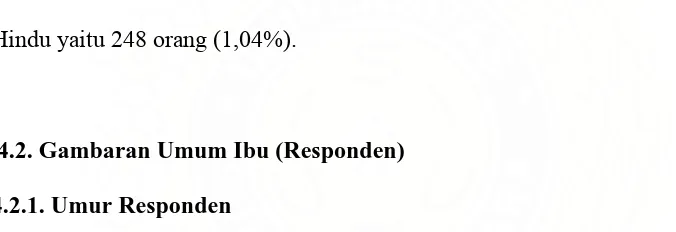 Tabel 4.5. Distribusi Responden Berdasarkan Kelompok Umur di Desa       Limau Manis Kecamatan Tanjung Morawa Kabupaten Deli       Serdang tahun 2007