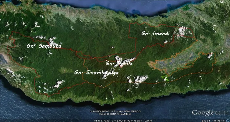 Gambar 5. Peta distribusi habitat Anoa di wilayah TNBNW 