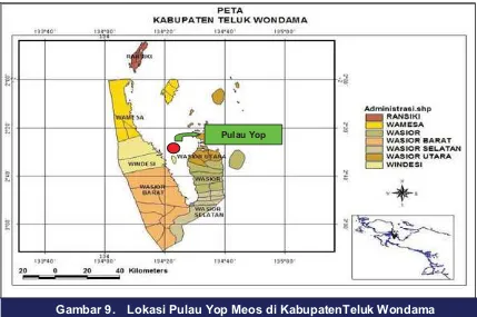 Gambar 9.Lokasi Pulau Yop Meos di KabupatenTeluk Wondama
