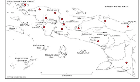 Gambar 15. Penyebaran taer(Anisoptera thurifera) di Tanah Papua