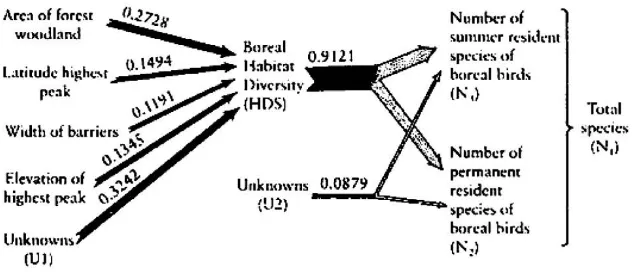 Gambar 10. Sumber keragaman komunitas burung boreal di bagian barat daya Amerika Serikat (Sumber: Johnson 1975)