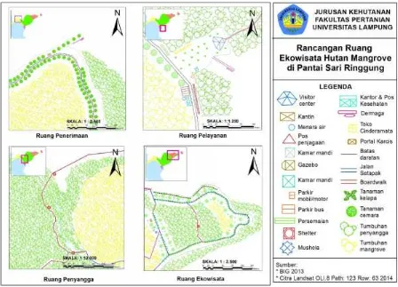 Gambar 3.  Peta Rancangan Ruang Ekowisata Hutan Mangrove di Pantai Sari Ringgung