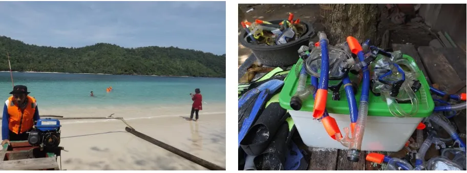 Figure 9. The Beach in Kiluan Island and Snorkeling equipment rental 