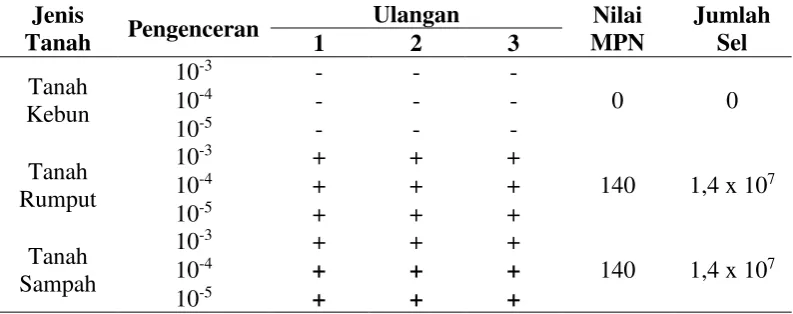 Tabel 9 Jumlah sel nitrosomonas 