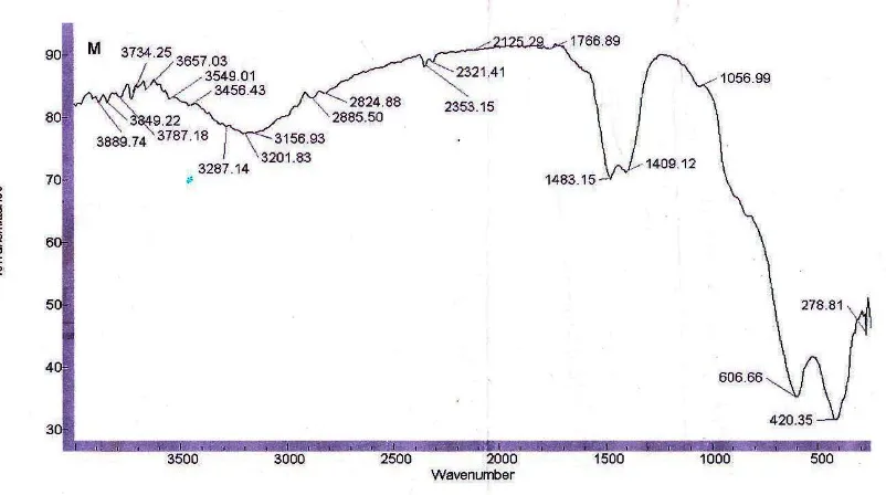 Figure 8. FTIR spectra of 6% NiO/LaCrO3 treated ammonia for 24 hours 