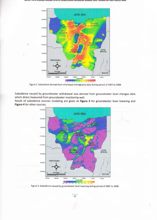 Figure 2. Subsidence derived from timeJapse micfogravity data during period of 2007 to 2008