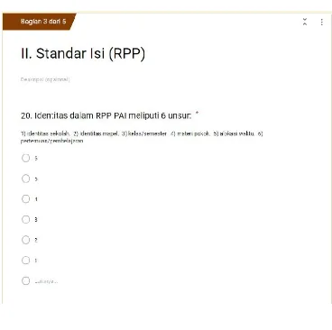 Tampilan formulir instrumen supervisi akademik Gambar 2.9 online standar kedua Standar isi  