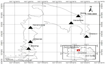 Gambar 1. Peta lokasi penelitian di Waduk Djuanda  