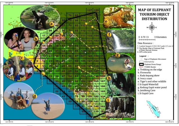 Figure 6: The distribution of potential ecotourism objects in elephant home range. 