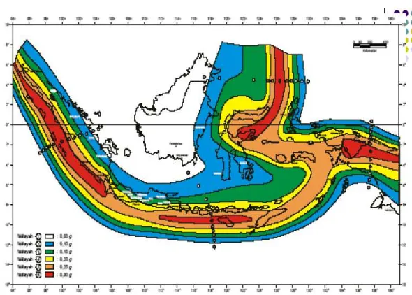Tabel 5. Percepatan puncak batuan dasar dan percepatan puncak muatan tanah untuk masing-masing wilayah gempa Indonesia