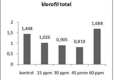 Gambar 5. Grafik kandungan klorofil total  pada planlet tomat. 