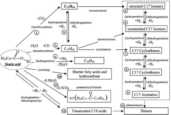 Deoxygenation of fatty acid to produce diesel-like hydrocarbons: A ...