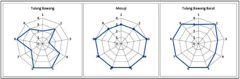Figure 4: The radar diagram of Klassen Typology sector in the District of Tulang Bawang, Mesuji, and West 