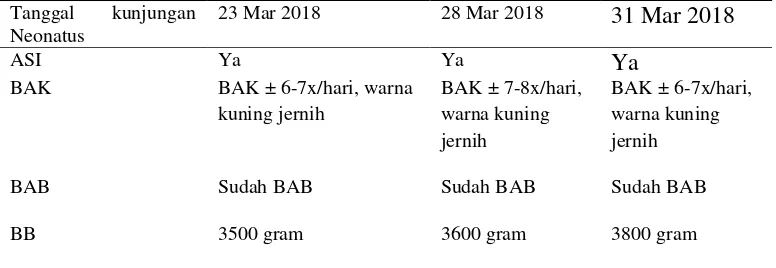 Tabel 4.5 Distribusi Data Subyektif dan Data Obyektif dari Variabel Neonatus Bayi Ny “L” di PMB Eny Winarsih, Amd.Keb Megaluh-Jombang