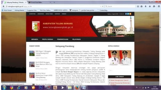 Gambar 5. Isi (content) dari website Kabupaten Tulang Bawang 