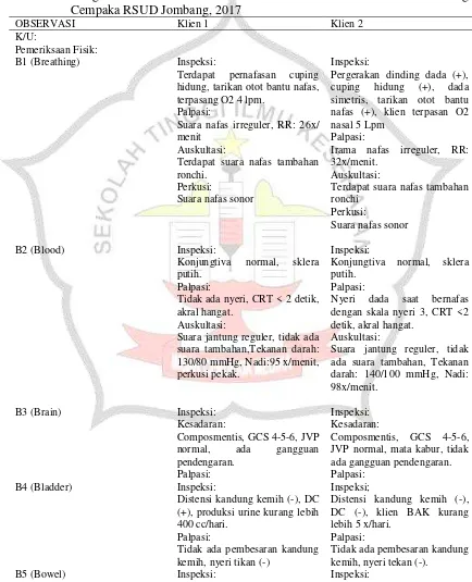 Tabel 4.4 Pemeriksaan Fisik ( Pendekatan Head To Toe/ Per System) Pada Klien PPOK 