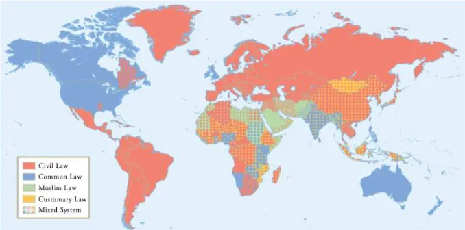 Gambar 2.1 Peta Sistem Hukum Negara di Dunia Sumber: Daniels et al, 2015 