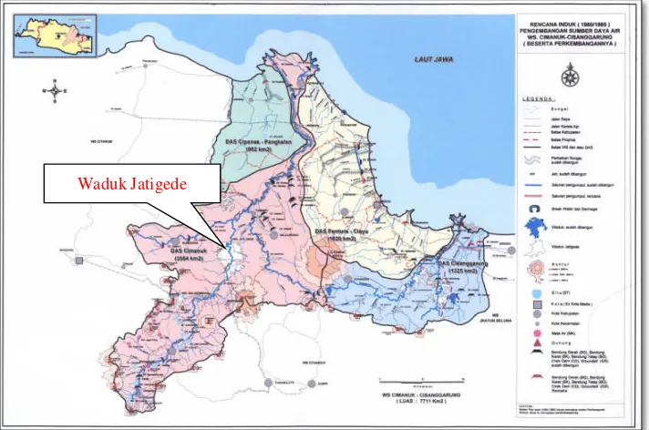 Gambar 1. Lokasi dan kesampaian daerah waduk jatigede (Dept. PU, 2013)