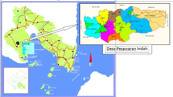 Figure 1.  Map of Pesawaran Indah Village. 