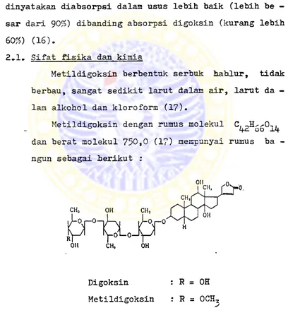 Gambar 1: Struktur metildigoksin dan digoksin(18).