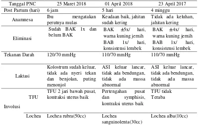 Tabel 4.4  Distribusi Data Subyektif dan Obyektif dari Variabel PNC Ny.”K” di BPM Siti Rofi’atun, SST 