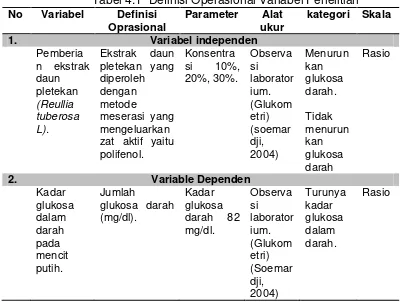 Tabel 4.1  Definisi Operasional Variabel Penelitian 