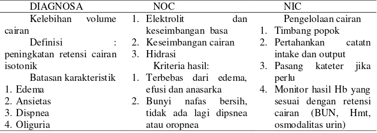 Tabel 2.1 Intervensi Keperawatan (Nurarif, Amin Huda & 