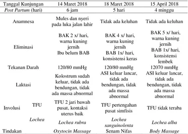 Tabel 4.3 Distribusi Data Subyektif dan Obyektif dari Variabel PNC (Post Natal care) Ny “K” di PMBMinarti, A.Md.Keb Desa Trawasan Kecamatan Sumobito Kabupaten Jombang 