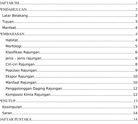 Tabel 1 Nilai Proksimat Rajungan..................................................................................11Tabel 2 Hasil analisa kimia daging kepiting dan rajungan..............................................13