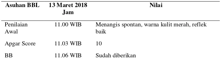 Tabel 4.4 Distribusi Data Subjektif dan Data Objektif dari Variabel Bayi Baru Lahir Ny.“W” di PMB Siti Munahayah, Amd.Keb  