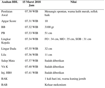 Tabel 4.4 Distribusi Data Subjektif dan Data Objektif dari Variabel Bayi Baru Lahir Ny.“Y” di PBM Ririn Dwi Agustini, SST Jombang 