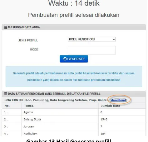Gambar 12 Generate prefill  