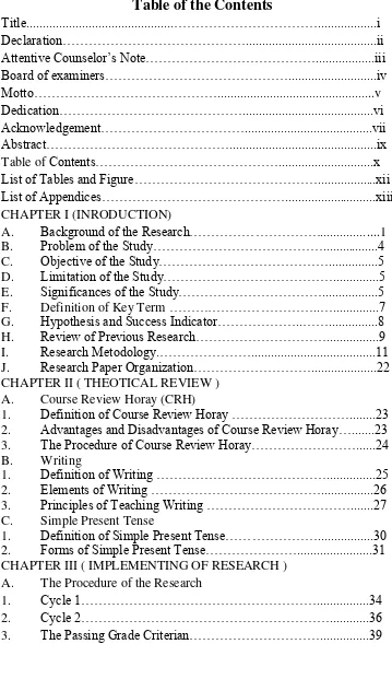 Table of the Contents 