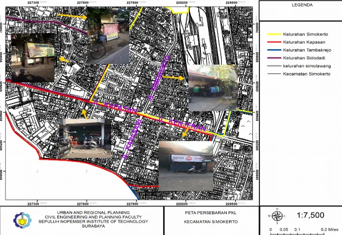 Gambar 3.1 Peta Persebaran PKL di KecamatanSimokerto