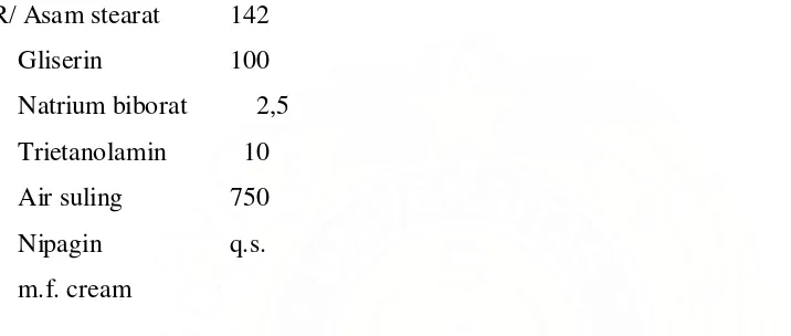 Tabel 1. Formula krim dengan variasi konsentrasi ekstrak senduduk  